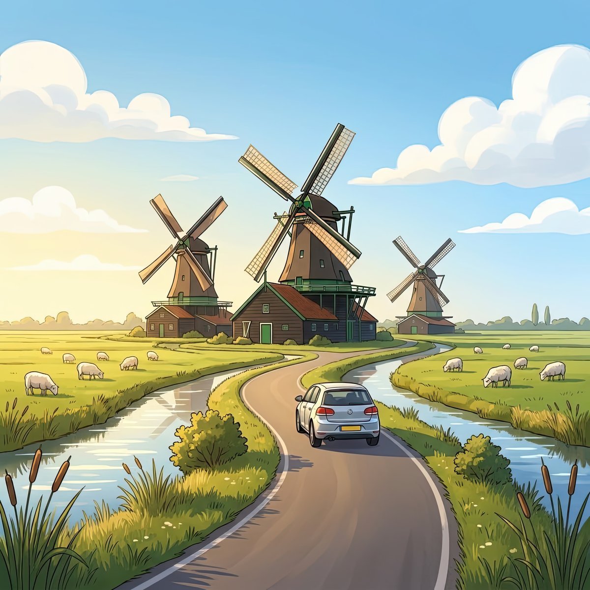 Felipe and Macio Explore Holland coloring and activity book cover ages 6-12, windmills tulips and canals to color